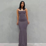 Backless Slim Sexy Slip Maxi Dress 2022 Spring Women Party Y2K Concise Bodycon Dress Summer Elegant Clothing