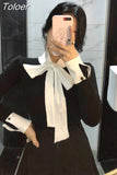 2023 Korean Spring Women Slim Sweater Winter Clothes Knitted Jumper Lace Up Long Sleeve Elegant Pullover Pull Femme