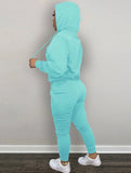 Casual Sport Embroidered Fleece Hoodies and Sweatpants 2 Piece Set Sportswear