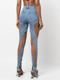 Streetwear Irregular Jeans For Women High Waist Solid Loose Patchwork Casual Minimalist Denim Trousers Female Clothing