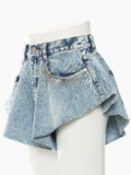 Fashion Women's Denim Shorts New High Waist Loose Straight Metal Tassel Streetwear Short Jeans Female Summer 2023