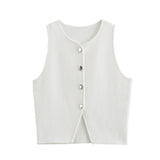 Women's Clothing 2025 Autumn And Winter New Fashion Two-Color Flat Needle Short Vest
