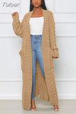 Streetwear Warm Knitted Open Stitch for Women Y2K Clothes Casual Solid Color Full Sleeve Side Pockets Thick Cardigan