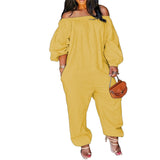Size S-4xl Jumpsuit Women Elegance Wholesale Off Shoulder Solid Casual Sweet Loose Overalls One Piece Outfits