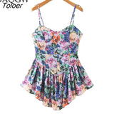 Floral Print Sexy Sling Dresses Women Spaghetti Strap Summer Chiffon Super-Short Dress Holiday Beach Sundress