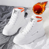 Women Sneakers Designer Brand Women's Shoes Autumn Winter New Leather Booties High-top White Wedges Platform Shoes