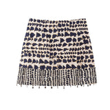 New Beads Double Lint Print Skirt Mini-Skirt