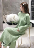 Women Winter Knit Dresses 2022 Europe Long Sleeve O-Collar Casual Loose Warm Maxi Sweater Dress Plus Size Women's