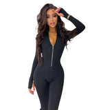 Toloer Women's Wear Long Sleeve Autumn And Winter Long Pants Long Metal Zipper Slim Sports Pants-Outfit