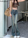 High Waisted Jeans Vintage Slim Fit Flare Pants 2023 New Bottoms Fashion Korean Trousers Pantalon Femme Y2k
