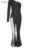 Summer Jumpsuits Women High Waist Playsuit Party Clubwear Bodysuit Rompers Mesh Wide Leg Pants Bandage