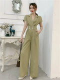 Jumpsuits Woman Dolka Pot High Waist V-neck Chiffon Loose Skinny Elegant