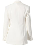 Women Black Irregular Pleated Blazer New Notched Long Sleeve Loose Fit Jacket Fashion Tide Spring Autumn 2023