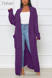 Streetwear Warm Knitted Open Stitch for Women Y2K Clothes Casual Solid Color Full Sleeve Side Pockets Thick Cardigan
