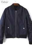Philosophy Autumn Winter Long Sleeved Pilot Jackets Women Basic All-match Coat Female Bomber Jacket Lady Flight