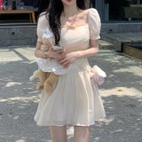 Lace Mini Dress Female Short Sleeve Chic and Elegant Woman Dress Beach Kawaill Clothing One Piece Dress Korean 2022