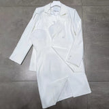 Sexy Two Piece Set Womens Square Collar Sleeveless High Waist Dresses Notched Long Sleeve Blazers Solid Sets