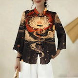 3D Printed Autumn Temperament Elegant New Imitation Of The Shoulder Short-Sleeved Top
