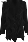 Fashion Women's Blazer New Notched Loose Single Breasted Spliced Mesh Long Sleeve Suit Jackets Female Summer 2023