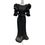 TWOTWINSTYLE Solid Two Piece Set For Women O Neck Butterfly Half Sleeve High Waist Top High Waist Skirt Elegant Sets Female