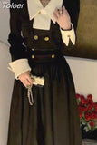 Piece Dress Set Women Casual Elegant Vintage Black Midi Dress Korean Clothes Y2k Crop Top Short Coats + Skirt 2023 Spring
