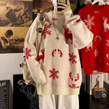 Christmas sweater pullover long-sleeved oversized men sweater couple autumn winter elk knit Hong Kong women's streetwear