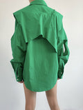 Fashion Women's 2 Piece Set Shirt New Lapel Loose Single Braested Long Sleeve Solid Asymmetrical Female Summer 2023