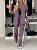 Casual Black And White Striped Suit Suit Women's