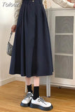 Women Solid Color A- Line Skirt High Waist Elastic Waist Hip Hop Harajuku All-Match Korean Style Streetwear Skirts