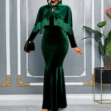 African Plus-Size Shirt-Collar Dress Party Party Fishtail