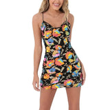 Sequin Dress for Women Floral Spaghetti Strap Sleeveless Mini Dress y2k Aesthetic Bodycon Dresses Summer Party