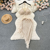 Holiday Suit Women's Design Bikini Hanging Neck Vest Tuxedo Skirt Knitted