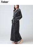 Winter Flannel Nightgown Plus Velvet Thick and Warm Couple Men Long Style Pajamas Ladies Cute and Comfortable