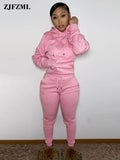 Women's Sporty Tracksuit Autumn Winter Plush Warm Hooded Long Sleeve Hoodie and High Waist Sweatpant Matching Outfit 2 Piece