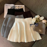Knitted Pleated High-Waisted Mini Skirt-Outfit