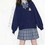 Deeptown Japan Style Kawaii Bear Sweater Cute Cardigan Embroidery Vintage Knitwear Korean Winter 2021 Casual Long Sleeve