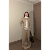 Old Money Style Wearing Long-Sleeved Wool Coat Autumn And Winter Lace Bottoming Sleeves Sleeves Three
