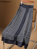 Skirts for Women Irregular Striped Temperament Jupe High Waist Slim A-line Summer Skirt 2023 Faldas De