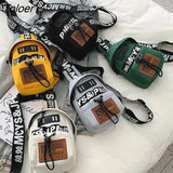 Women Waist Packs Female Mini Patchwork Canvas Chic Fanny Pack Streetwear Hip-hop Pouch Unisex Crossbody All-match Harajuku
