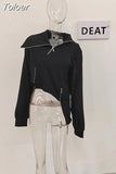 2023 turtleneck full sleeves asymmetrical zippers fold asymmetrical autumn and Autumn pullover sweatshirt female top