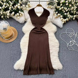 New Knitted Dress Women's French Retro High-End Slim Slimy Temperament Of The Body Fishtail