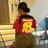 Summer 2025 New T-Shirt Casual Match Color Short-Sleeved Splicing Print Top