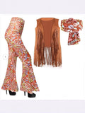 Halloween Print Horn Pants Hippie Retro Print Headband Bohemian