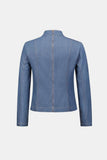 Detail Mock Neck Zip-Back Denim