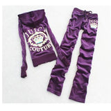 Piece Casual Velet Tracksuit Women's Sets Hooded Long Sleeve Women Zipper Suit Spring Fall Letter Pattern Sport Pants 1028-0-Outfit