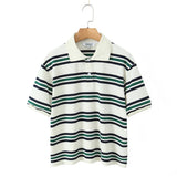 Spring Long Sleeves Vintage Striped Spoo T-Shirts For Loose