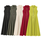Homemade New Women's Dress Dress Collar Sleeveless Waist Commuting Temperament