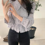 Oversize Women Blouses Spring Tops Femme Casual Lace Womens Blouse Fall Girls Shirt Long Sleeve Plus Size Blusas