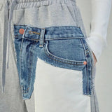Casual Hit Color Wide Leg Pants For Women High Waist Patchwork Pocket Straight Loose Trousers Female 2023
