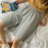 Women Summer Loose 3XL Solid Embroidery BF Wide-leg Knee-length Harajuku Casual Simple Ins Trendy All-match Students